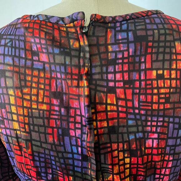 Vintage 70's Ike Clark Slinky Geometric Print Fit and Flare Dress - Picture 7 of 12